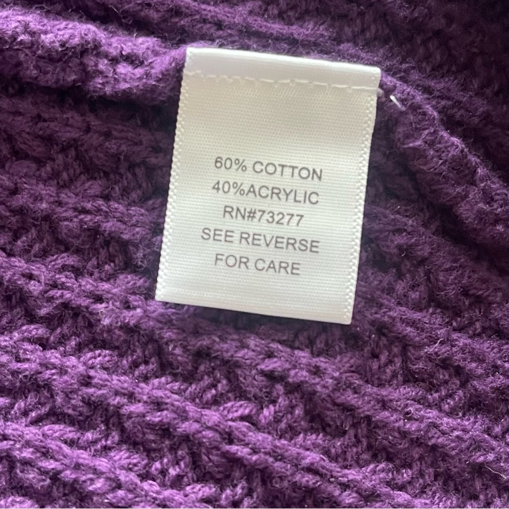 Purple Open-Front Cable Knit Women's Sweater Cardigan - Picture 7 of 8